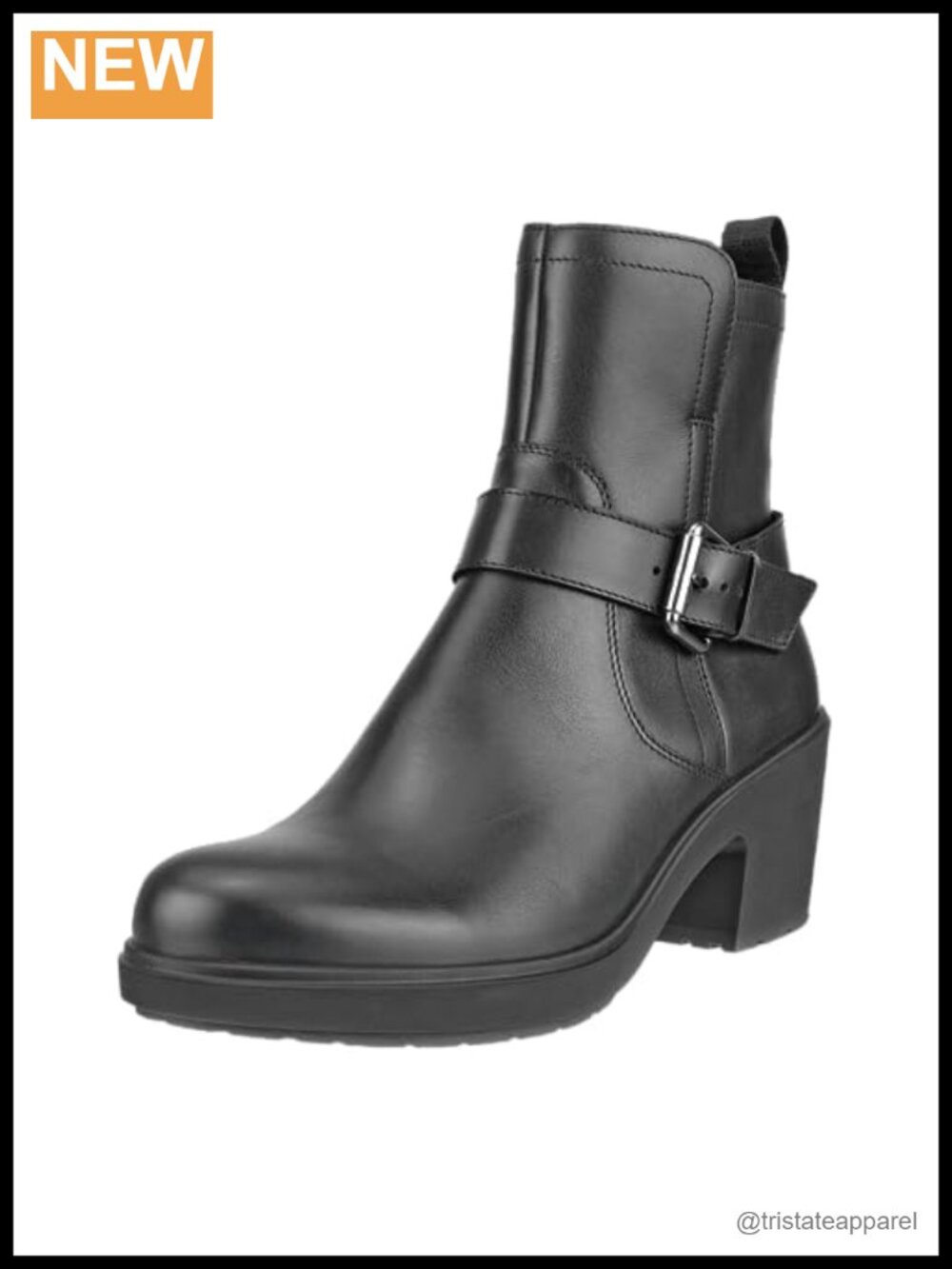 ECCO Women's Zurich Buckle Ankle Boots Waterproof Leather Block Heel